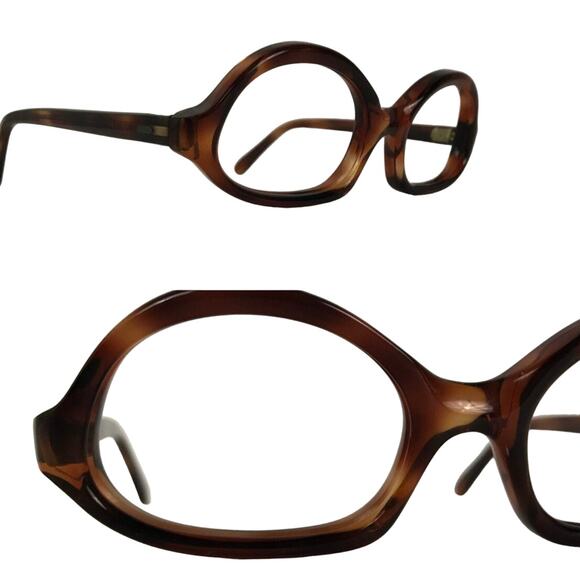 Deadstock 1960s Brown Tortoise Stripes Oval Director Eyeglasses / frame only - Picture 3 of 5